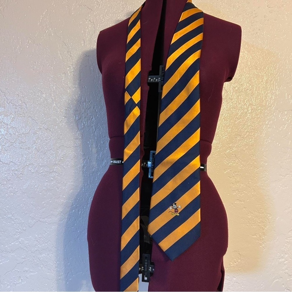 Vintage Walt Disney World Striped tie with Mickey Mouse Character Accent